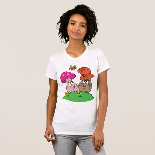 Cartoon Paddenstoelen Vrouwen T-shirt (Voorkant volledig)