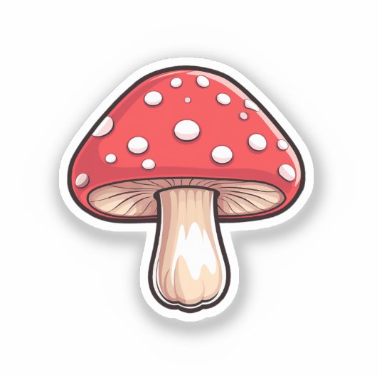 Cartoon paddestoel sticker (Voorkant)