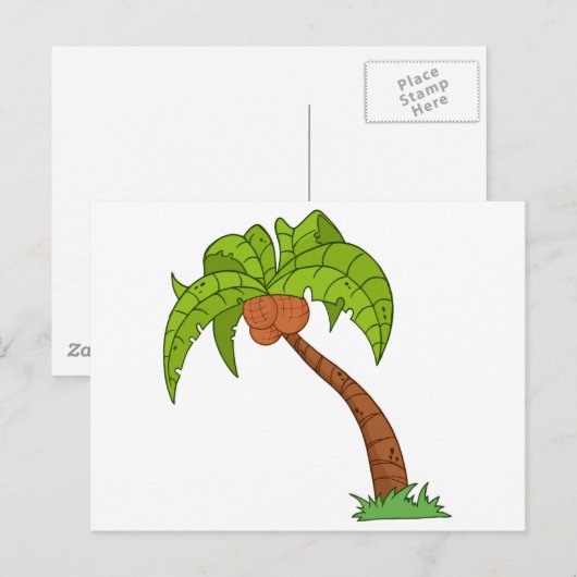 Cartoon palmboom briefkaart (Voorkant / Achterkant)