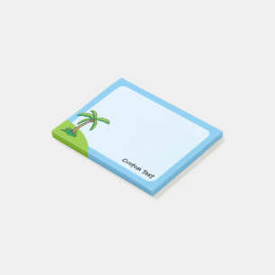 Cartoon palmboom na het bericht Opmerkingen Post-it® Notes