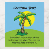 Cartoon palmboom Wijnlabel Wijn Etiket (Enkel label)