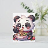 Cartoon Panda Beer Eten Ramen Briefkaart