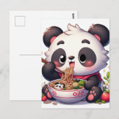 Cartoon Panda Beer Eten Ramen Briefkaart