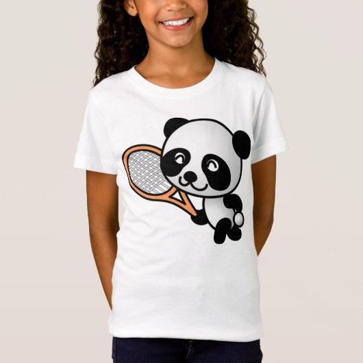 Cartoon Panda Beer Tennis Player T-shirt (Voorkant)