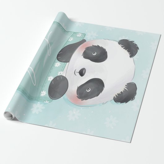 Cartoon Panda | Cute Panda is in zakje Cadeaupapier (Uitgerold)