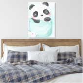 Cartoon Panda | Cute Panda is in zakje Canvas Afdruk (Insitu (Slaapkamer))