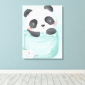 Cartoon Panda | Cute Panda is in zakje Canvas Afdruk (Insitu (Houten vloer))