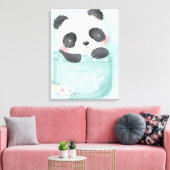 Cartoon Panda | Cute Panda is in zakje Canvas Afdruk (Insitu (Woonkamer))