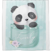 Cartoon Panda | Cute Panda is in zakje Douchegordijn (Voorkant)