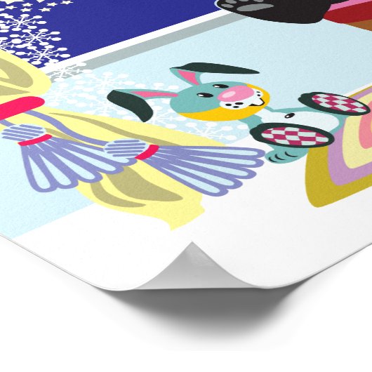 cartoon panda en maan poster (Hoek)