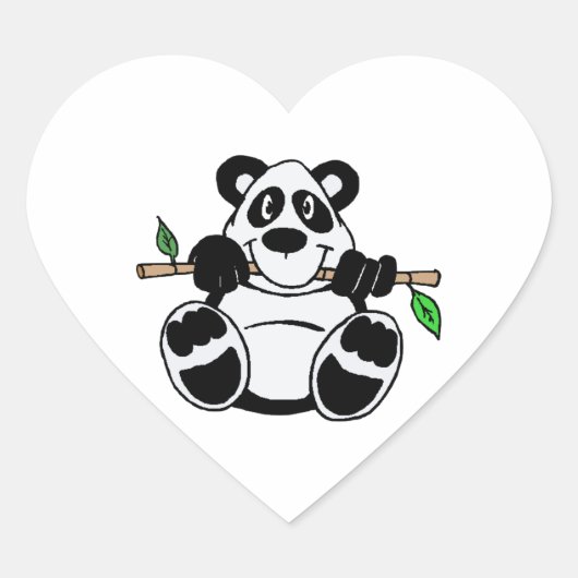 Cartoon Panda Hart Sticker (Voorkant)