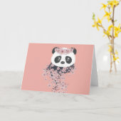 Cartoon panda portret met Sakura-bloemen Kaart (Gele Bloem)