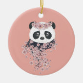 Cartoon panda portret met Sakura-bloemen Keramisch Ornament (Voorkant)