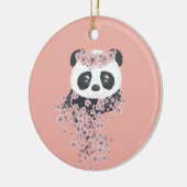 Cartoon panda portret met Sakura-bloemen Keramisch Ornament (Links)