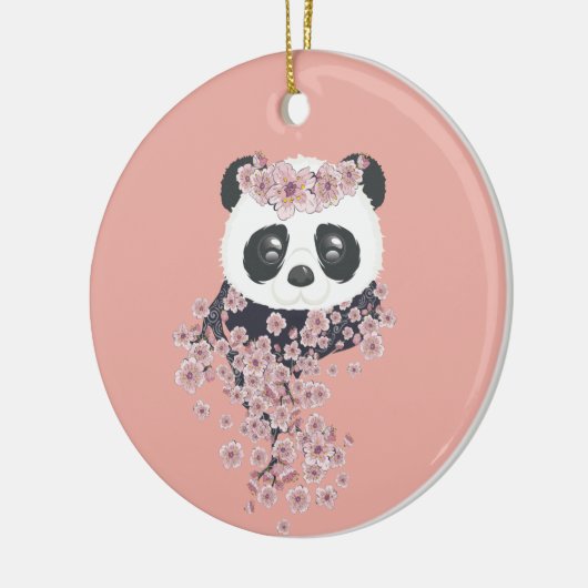 Cartoon panda portret met Sakura-bloemen Keramisch Ornament (Links)