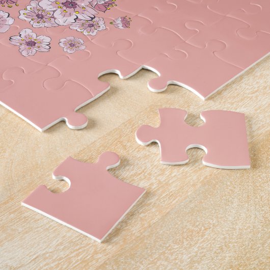 Cartoon panda portret met Sakura-bloemen Legpuzzel (Zijkant)