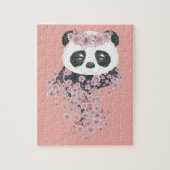 Cartoon panda portret met Sakura-bloemen Legpuzzel (Verticaal)