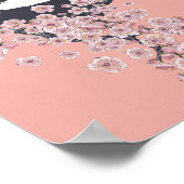 Cartoon panda portret met Sakura-bloemen Poster (Hoek)