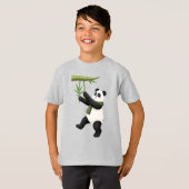 Cartoon Panda - Speelse Panda met bamboe T-shirt (Voorkant volledig)
