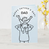 Cartoon Pap met Vaderdag Kaart (Gele Bloem)