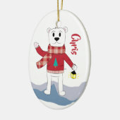 Cartoon Pap Polar Beer kerstversiering Keramisch Ornament (Links)
