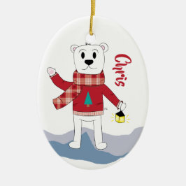 Cartoon Pap Polar Beer kerstversiering Keramisch Ornament