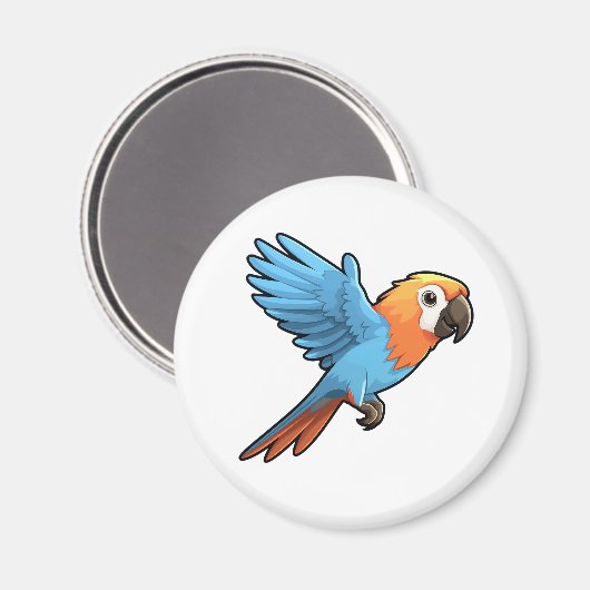 Cartoon papegaai illustratie magneet (Voorkant / Achterkant)