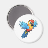 Cartoon papegaai illustratie magneet (Voorkant / Achterkant)