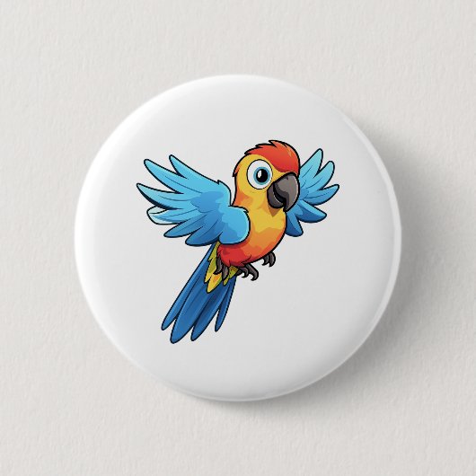 Cartoon papegaai illustratie ronde button 5,7 cm (Voorkant)