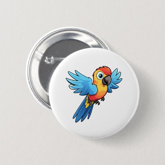 Cartoon papegaai illustratie ronde button 5,7 cm (Voorkant /achterkant)