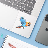 Cartoon papegaai illustratie sticker (Laptop met iPhone)