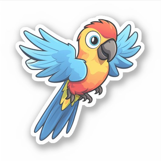 Cartoon papegaai illustratie sticker (Voorkant)