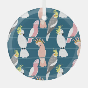 Cartoon papegaaien: Schattige naadloos patroon Glas Ornament