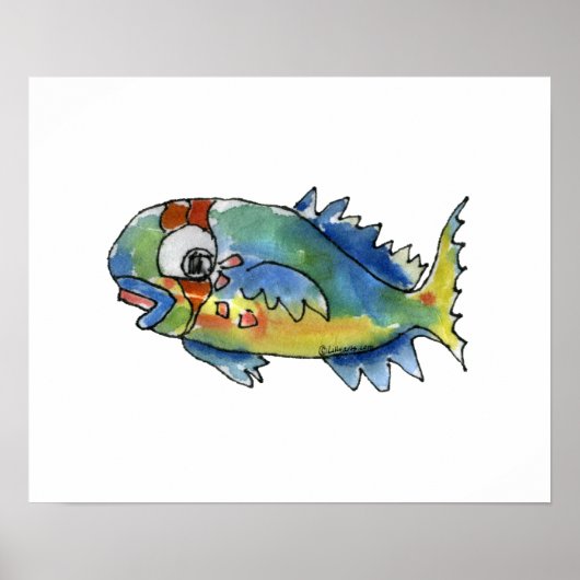 Cartoon Parrot Fish Children's Wall Art Poster (Voorkant)