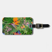 Cartoon Parrot, palmbladeren - gepersonaliseerd Bagagelabel (Voorkant horizontaal)