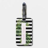 Cartoon Parrot, palmbladeren - gepersonaliseerd Bagagelabel (Achterkant verticaal)