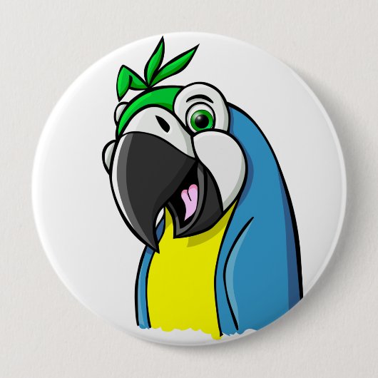 Cartoon Parrot Ronde Button 4,0 Cm (Voorkant)