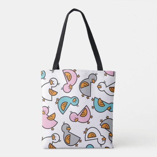 Cartoon Pastel Schattige Baby Eenden Whimsical Tote Bag (Achterkant)