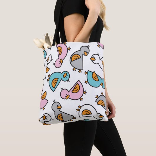 Cartoon Pastel Schattige Baby Eenden Whimsical Tote Bag (Dichtbij)