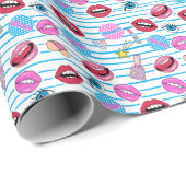 Cartoon patch badges: pop art. cadeaupapier (Rol Hoek)