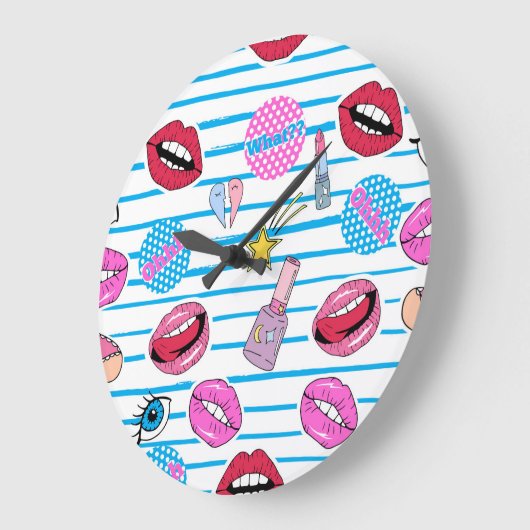 Cartoon patch badges: pop art. grote klok (Hoek)