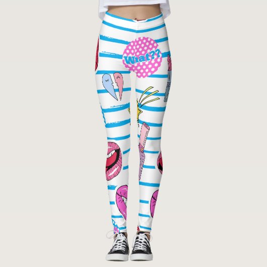 Cartoon patch badges: pop art. leggings (Voorkant)