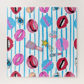 Cartoon patch badges: pop art. legpuzzel (Horizontaal)