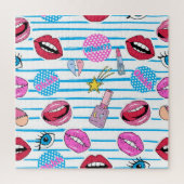 Cartoon patch badges: pop art. legpuzzel (Verticaal)