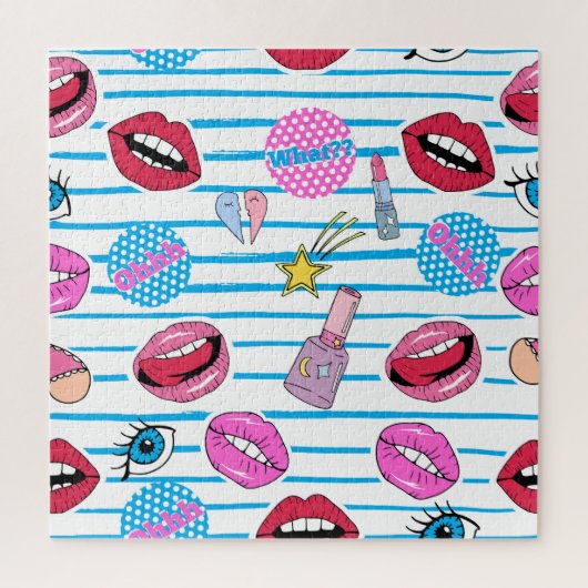 Cartoon patch badges: pop art. legpuzzel (Verticaal)