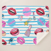 Cartoon patch badges: pop art. sherpa deken (Voorkant (horizontaal))