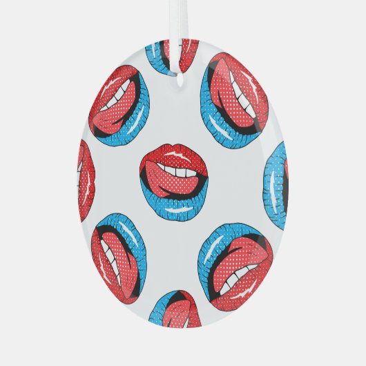 Cartoon Patch Badges: Retro Pop Glas Ornament (Voorkant links)