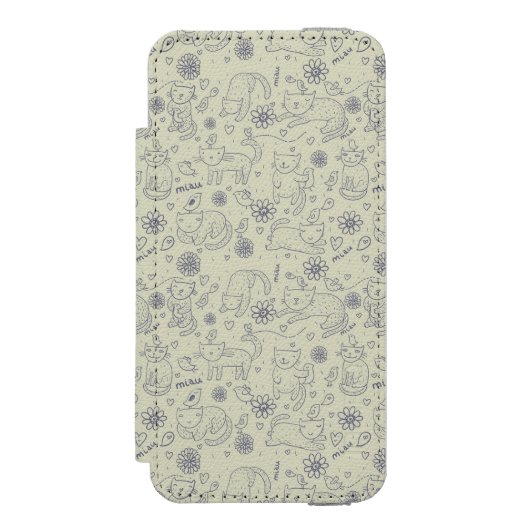 Cartoon patroon met grappige katten incipio iPhone portemonnee hoesje (Voorkant Agenda)