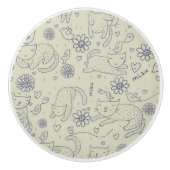 Cartoon patroon met grappige katten keramische knop (Voorkant)