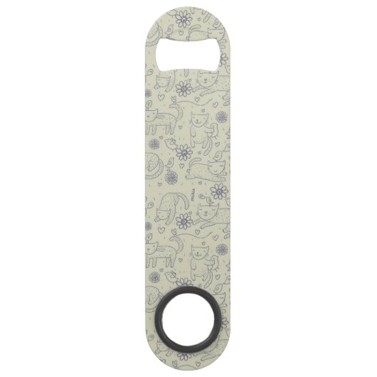 Cartoon patroon met grappige katten speed flessenopener (Voorkant)